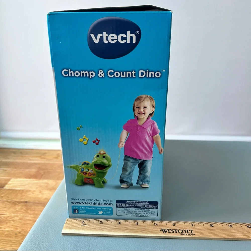 NWT VTech Chomp & Count Dino - Green Interactive Dino Toy Counting Fruit & Veg